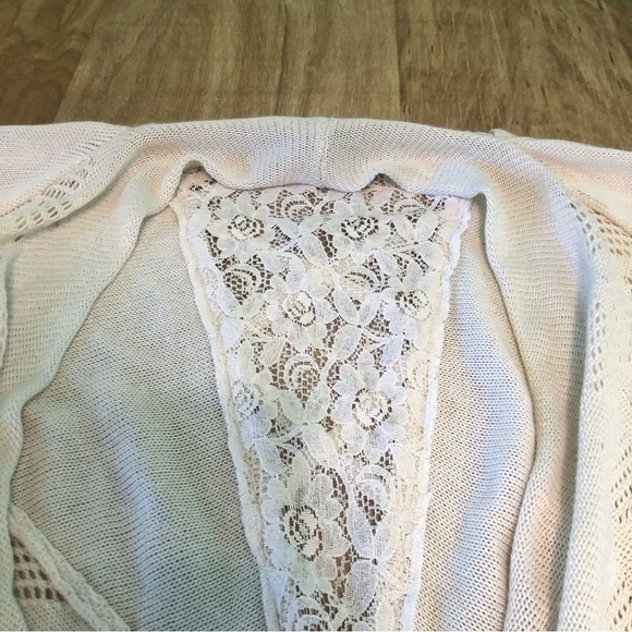 Knox Rose White Floral Lace Open Acrylic Cardigan Sweater Womens Size Large - Picture 3 of 8